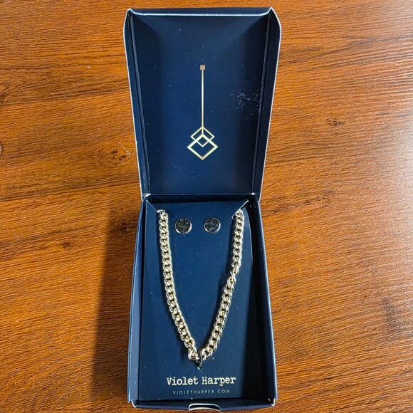 Violet Harper Elana Link Necklace + Earring Set - Picture 2 of 6